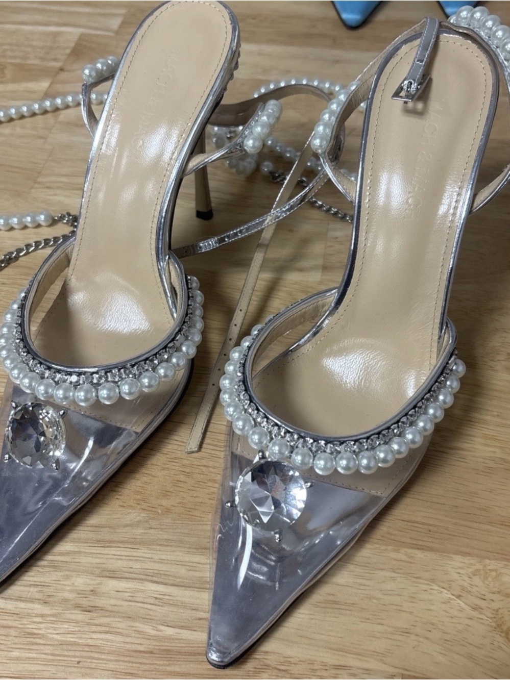 Mach & Mach Diamond Of Elizabeth PVC Embellished 110mm Pumps, Silver 38